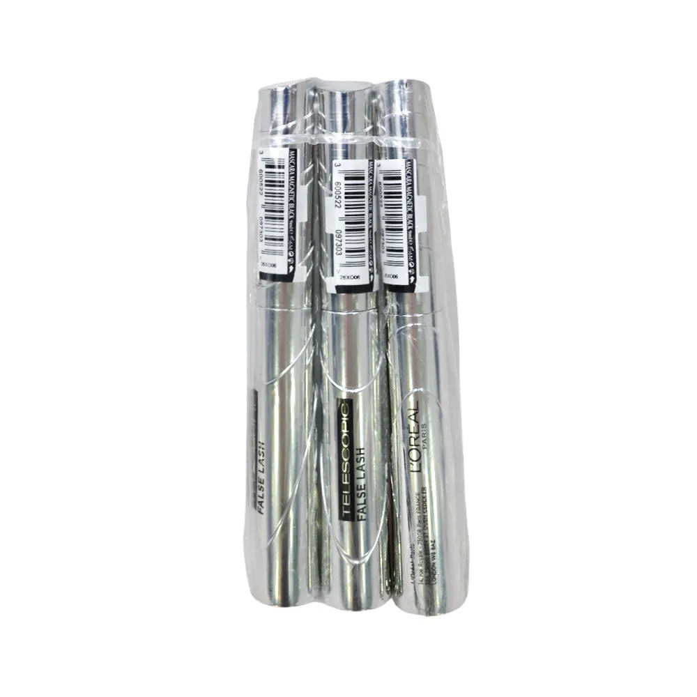 3x L'Oreal False Lash Telescopic Mascara Magnetic Black 9ml
