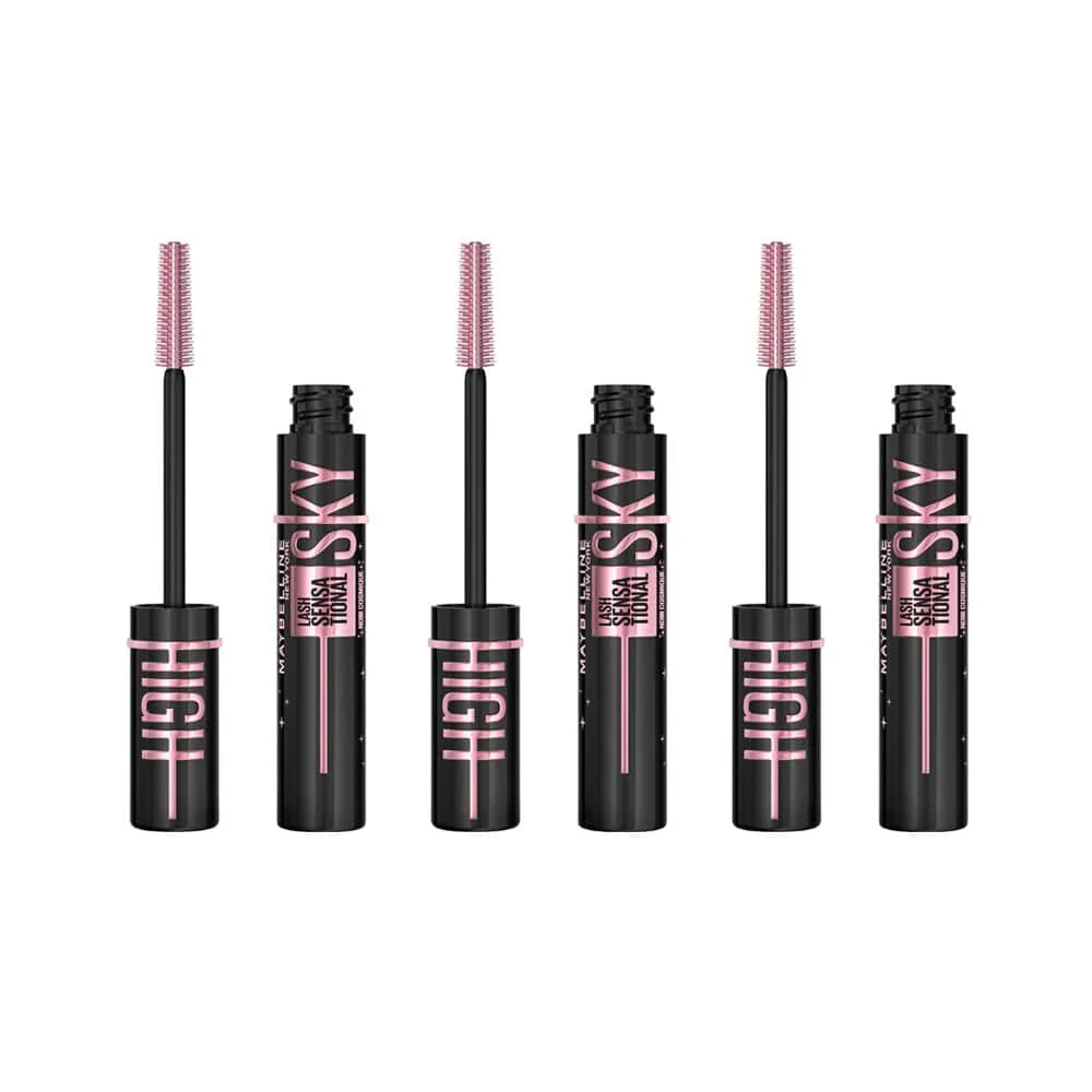 3x Maybelline Lash Sensational Sky High Mascara Cosmic Black