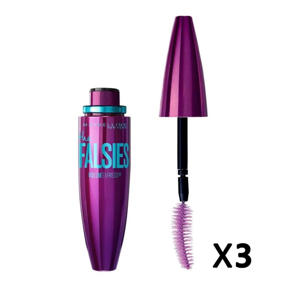 3x Maybelline The Falsies Volum' Express Mascara 280 Blackest Black 7.5ml