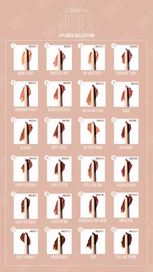 BEAUTY CREATIONS - NUDE X LIP LINER - 6 PCS