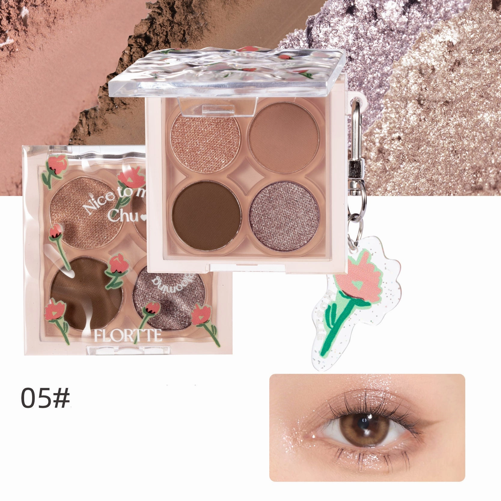 FLORTTE First Kiss Ripple Quad Eyeshadow Palette