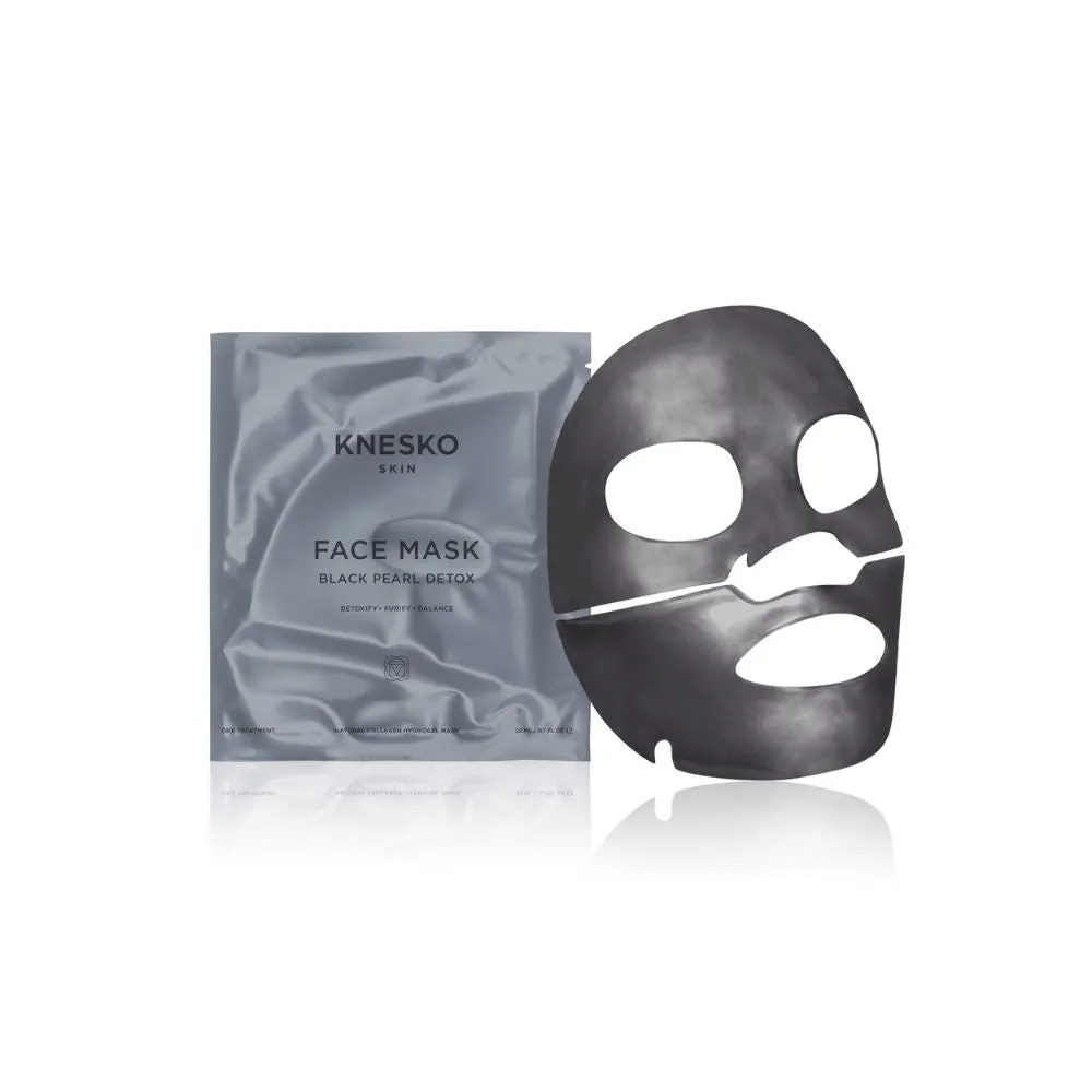 Knesko Black Pearl Detox Collagen Mask & Obsidian Gemstone Roller Set