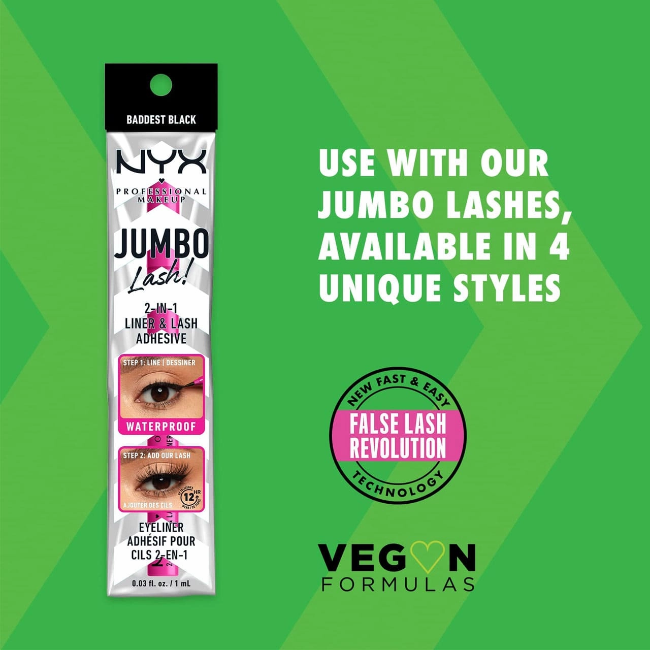 NYX Jumbo Lash 2-In-1 Liner & Lash Adhesive Baddest Black