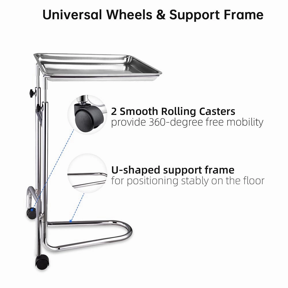 TheLAShop Mayo Instrument Stand with Removable Tray Double Post